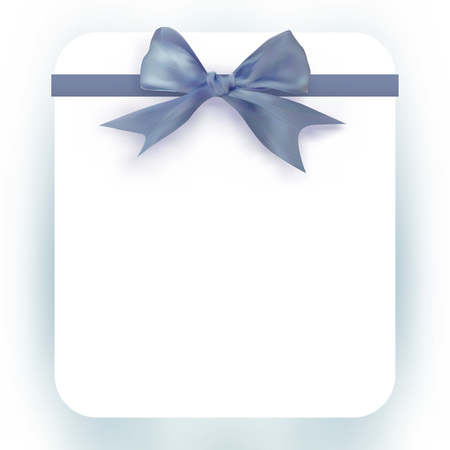 Beautiful violet bow with ribbon on invitation card. Template for your design. Vector illustration.のイラスト素材