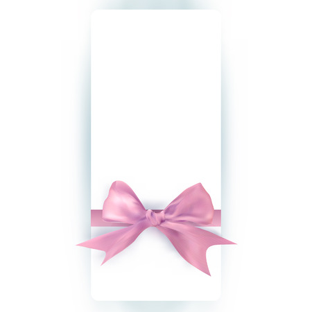 Vertical card template with pink bow in the bottom. Vector illustration.のイラスト素材