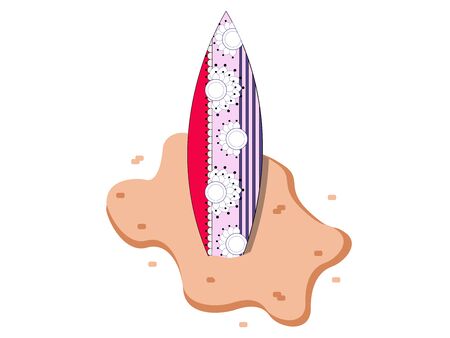 surfboard surfing pink sea wavesのイラスト素材
