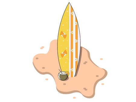 surfboard surfing yellow seaのイラスト素材