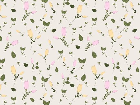 pattern flowers roses leafのイラスト素材