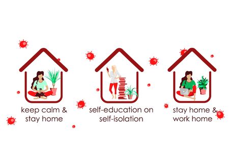 Set keep calm stay isolation work from homeのイラスト素材