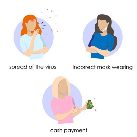 Wrong actions during illness flu and coronavirusのイラスト素材