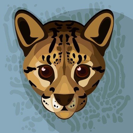 A illustration of an ocelot's face.