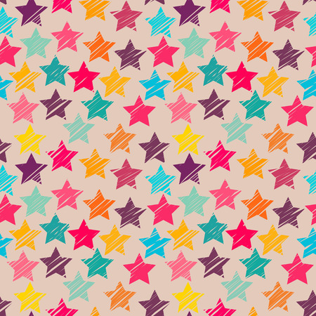 Seamless bright abstract pattern with stars isolated on  backgroundのイラスト素材
