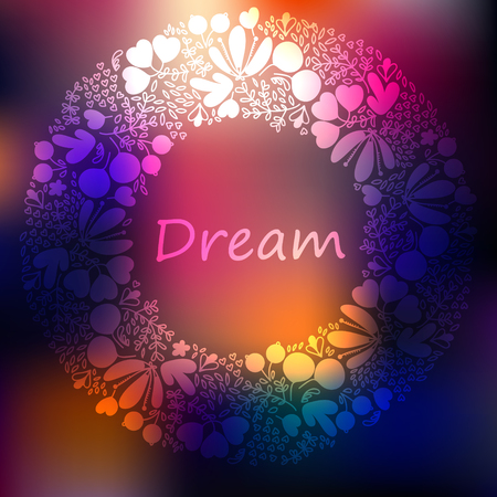 Ornamental abstract round lace rainbow colored background. Elements on soft background.  Suitable for ads, signboards, menu and web banner designsのイラスト素材