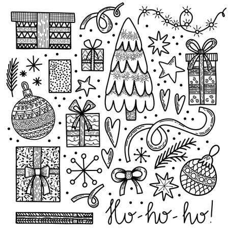 Vector set of elements. New Year, Christmasのイラスト素材