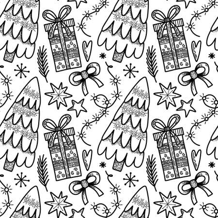 New Year Vector seamless pattern. Repetitive ornamentのイラスト素材