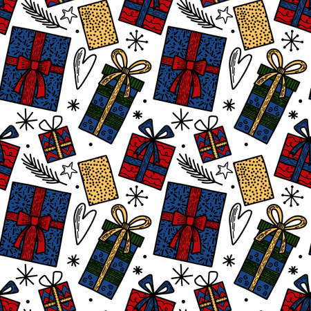 New Year Vector seamless pattern. Repetitive ornament