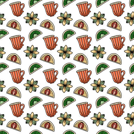 Vector seamless pattern. Japanese sweet food cake.のイラスト素材