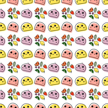 Vector seamless pattern. Japanese sweet food cake.のイラスト素材