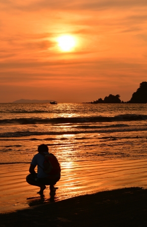 Beautiful Beach at Sunsetの写真素材