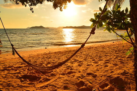 Nobody on Beach at Sunsetの写真素材