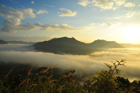 Mountain Landscape at Sunriseの写真素材