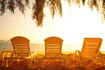 Beautiful Beach at Sunriseの写真素材