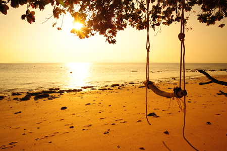 Summer Beach at Sunriseの写真素材