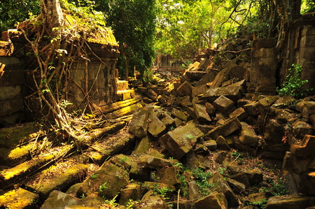Ruins of Beng Mealea Temple in Cambodiaの写真素材
