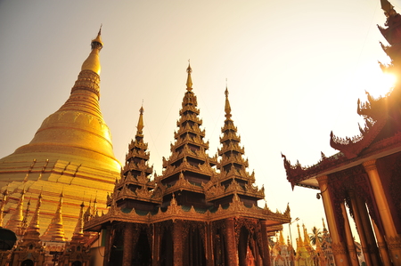 Shwedagon Pagoda in Yangon, Myanmarの写真素材