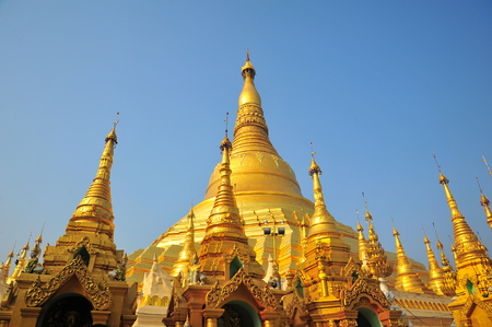 Shwedagon Pagoda in Yangon, Myanmarの写真素材