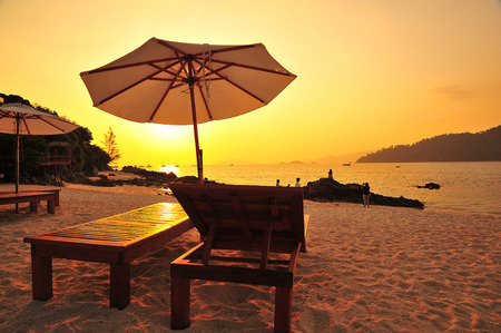 Sunset Beach on Tropical Islandsの写真素材