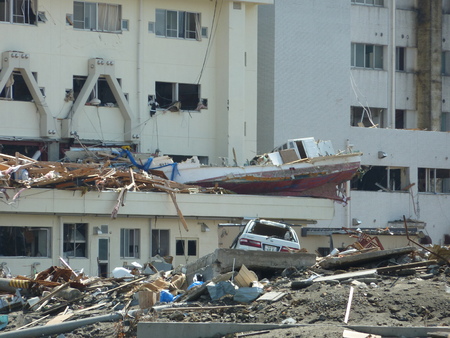 The effects of the tsunami in Japan. Destruction after the most powerful tsunami in 2011.のeditorial素材
