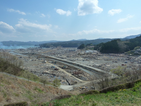 The effects of the tsunami in Japan. Destruction after the most powerful tsunami in 2011.の写真素材