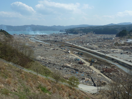 The effects of the tsunami in Japan. Destruction after the most powerful tsunami in 2011.のeditorial素材