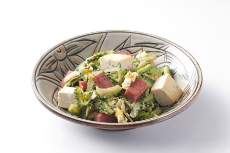 bitter melon stir-fried with pork, Goya chanpuruの写真素材