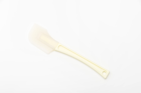 Silicone kitchen spatula on a white backgroundの写真素材