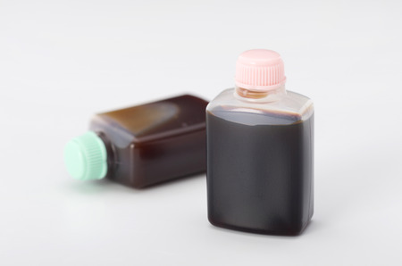 Small plastic bottle with seasoning for take-awayの写真素材