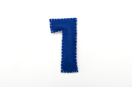 Blue felt numeral 1の写真素材