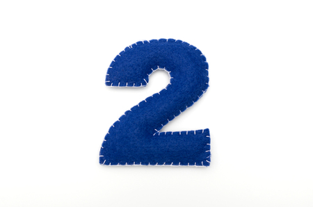 Blue felt numeral 2