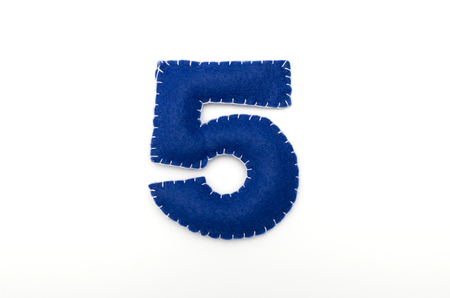 Blue felt numeral 5の写真素材