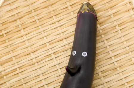 Funny eggplant Googly eyesの写真素材