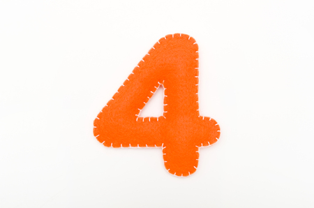 Orange color felt numeral 4