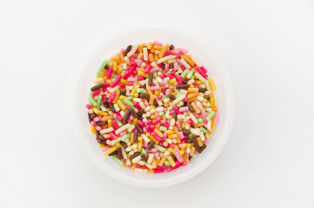 Colored sprinkles, decoration for cake and bekery, Colored sprinkles textureの写真素材