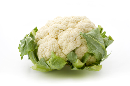 Fresh cauliflower isolated on white backgroundの写真素材