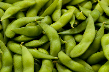Edamame-Japanese food, boiled green soybeans backgroundの写真素材