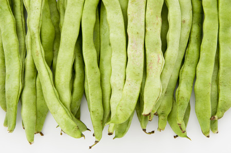 Flat green beans backgroundの写真素材