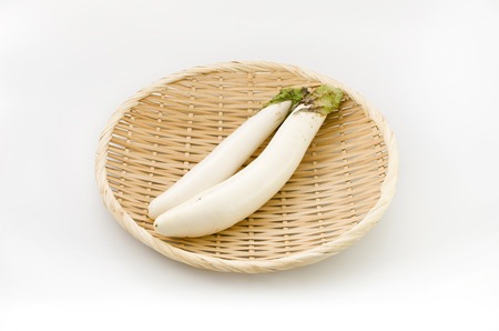 Long thin white eggplantの写真素材