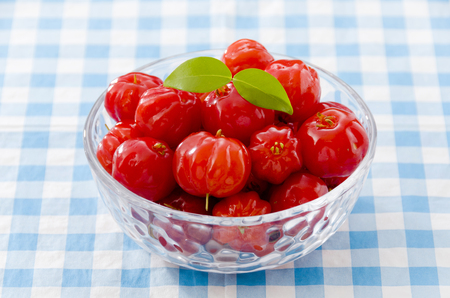 Tropical fruit called Pitanga, Brazilian cherry, Suriname cherryの写真素材