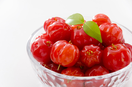 Tropical fruit called Pitanga, Brazilian cherry, Suriname cherryの写真素材