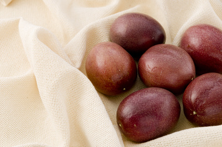 Passion fruit on Steamed cloth.の写真素材