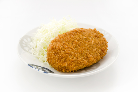 Beef croquette on a plateの写真素材