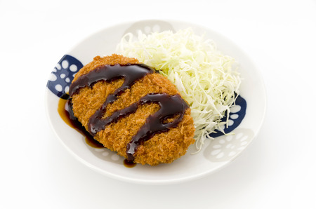 Beef croquette on a plateの写真素材