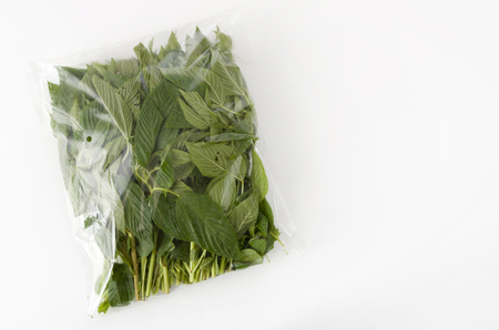 fresh Nalta jute in a plastic bagの写真素材