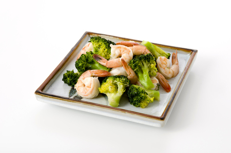 stir-fried broccoli with shrimpの写真素材