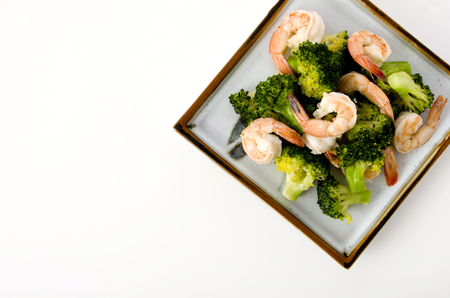 stir-fried broccoli with shrimpの写真素材