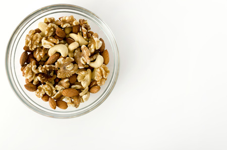 mix of nuts in a Stacking bowl on a white background