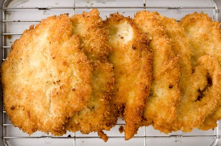 Breaded Chicken strips. Chicken tender cutlet.